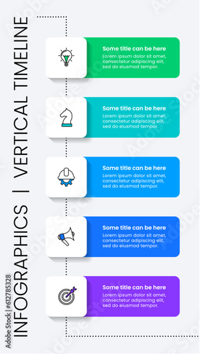 Infographic template. Vertical line with 5 steps