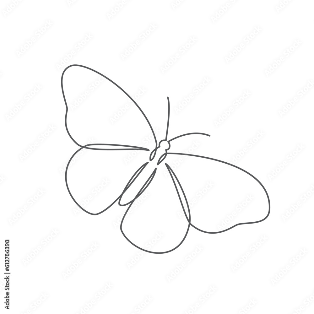 Butterfly One line drawing on white background Butterfly One line drawing on white background