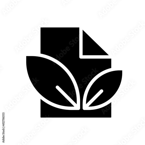 Paper recycling black glyph icon. Waste materials reusing. Sustainable industry. Eco friendly technology. Silhouette symbol on white space. Solid pictogram. Vector isolated illustration