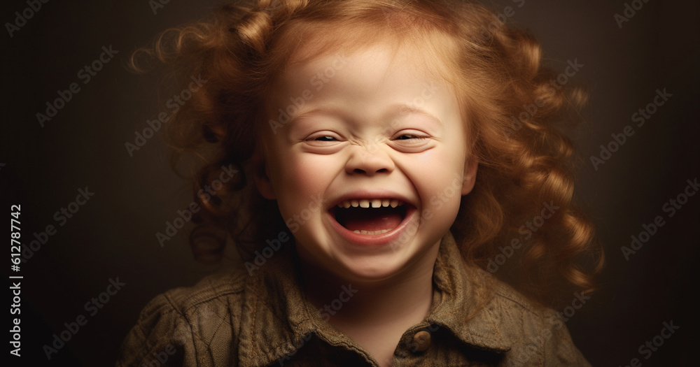 Down syndrome child, portrait of a cute happy child with down syndrome ...