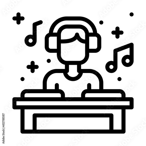 disc jockey line style icon, vector icon can be used for mobile, ui, web