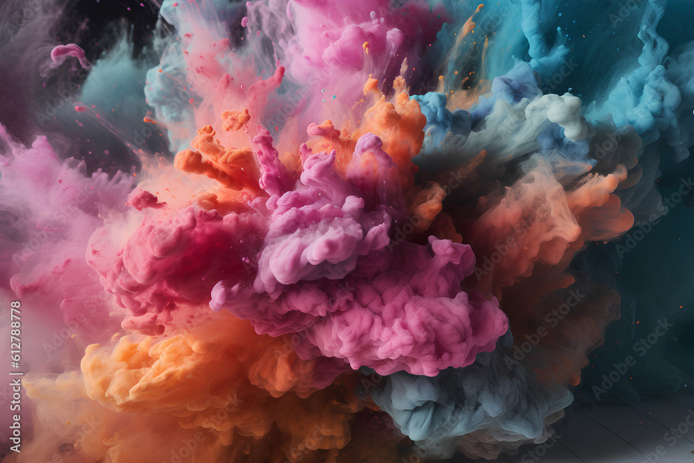Colorful clouds of ink in water smoke abstraction pastel color splash in water