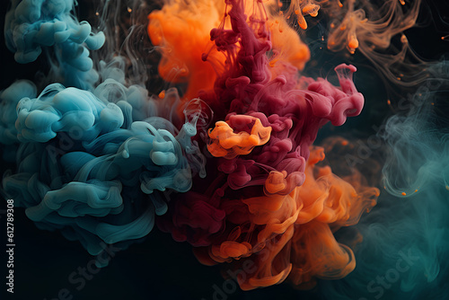 Colorful clouds of ink in water smoke abstraction color splash in water