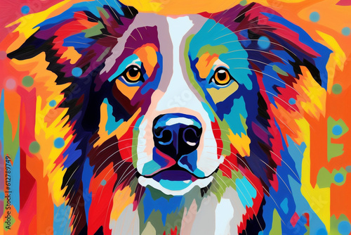 Abstract  colorful  vivid dog portrait. Created with generative ai