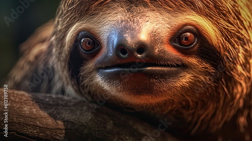 Gentle Touch of Nature: A Sloth's Portrait in a Jungle Wildlife Studio, Generative AI © AIGen