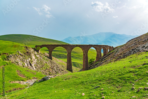 An ancient stone bridge in the suburbs of the city of Gadabay, built by the Siemens brothers in 1879 to transport ore to the plant by narrow gauge railway