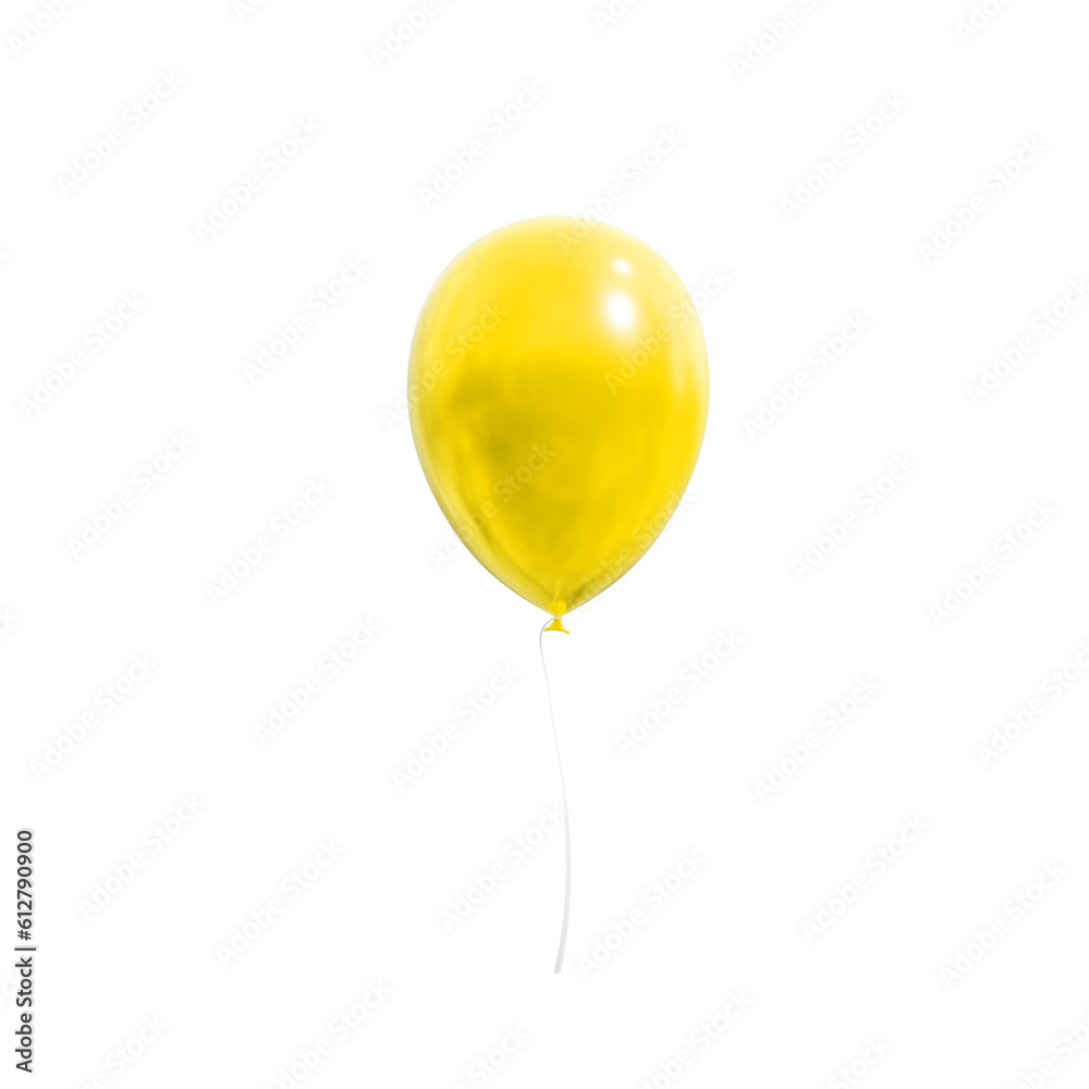 yellow balloon isolated on white, 3d rendering of red balloon PNG isolated yellow balloon isolated on white, 3d rendering of red balloon PNG isolated