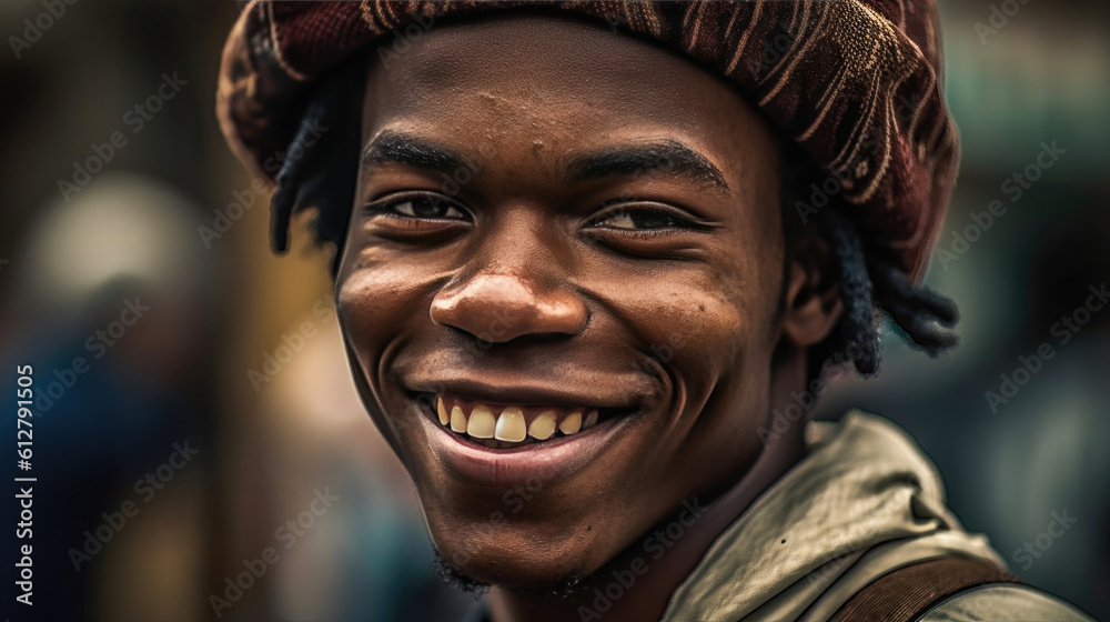 Radiant African Male Portrait: Joyful and Mesmerizing. Generative AI