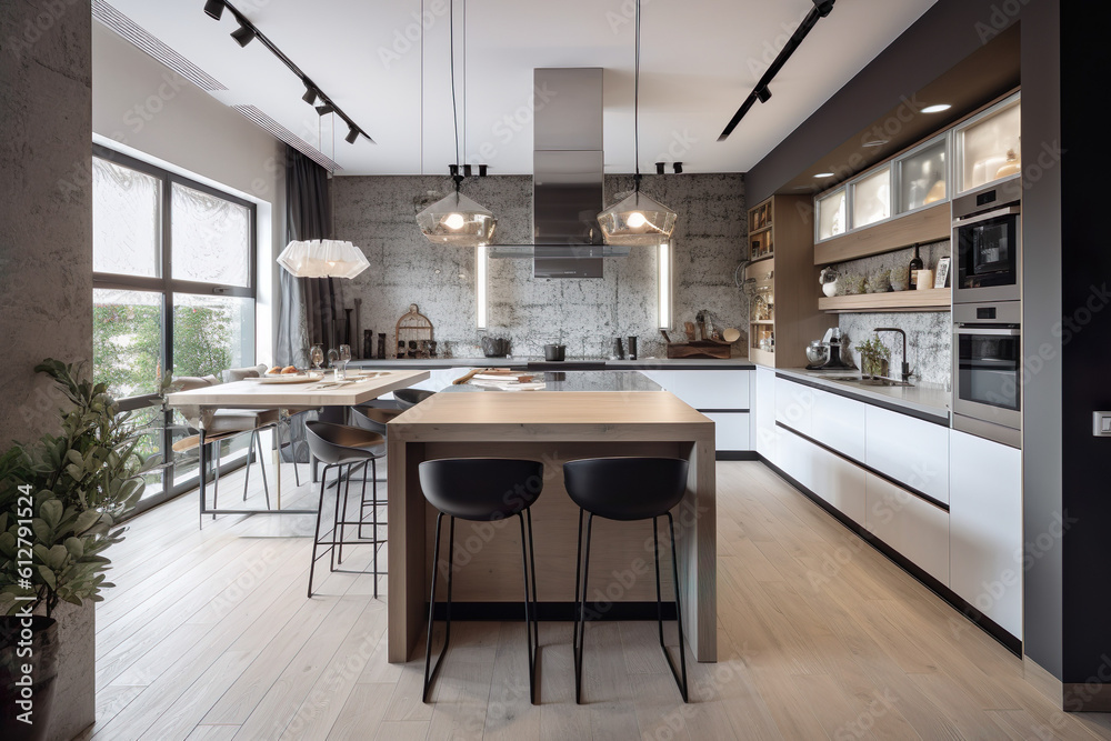Sleek and Stylish: AI-Generated Modern Kitchen Interior