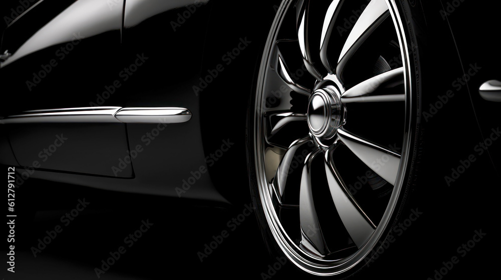 Automotive industry design elements. Close-up of chrome light alloy ...