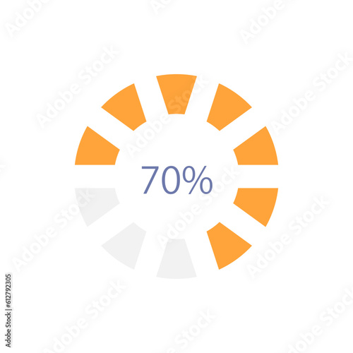 Segmented circular loading bar infographic chart design template. Task completion. Editable ring infochart with indicator. Visual data presentation. Myriad Pro-Bold, Regular fonts used