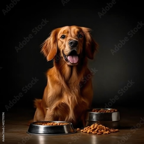 golden retriever dog with ball, ai generative