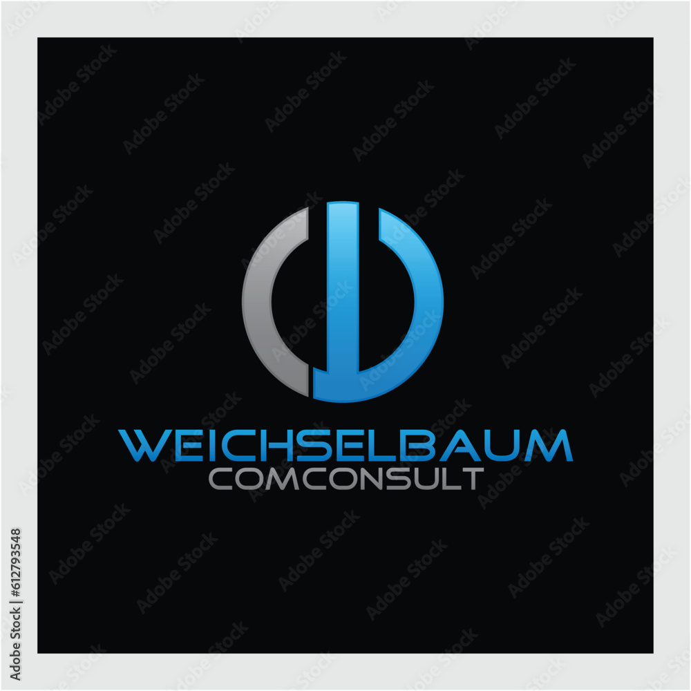 Fototapeta premium Minimal Creative Initial Based CW logo and WC logo. CW WC creative elegant Monogram lettering in black color on black background
