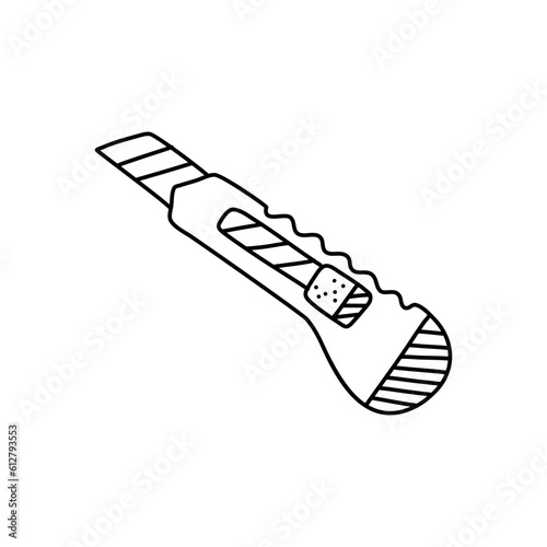 Doodle of cutter icon in vector. Hand drawn paper cutter icon in vector. Isolated doodle cutter illustration in vector