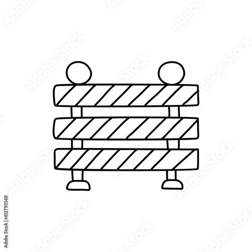 Roadblock doodle in icon vector. road barrier doodle icon outline.
