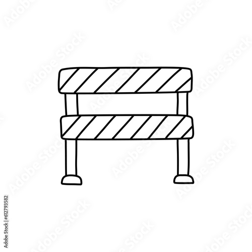Roadblock doodle in icon vector. road barrier doodle icon outline.