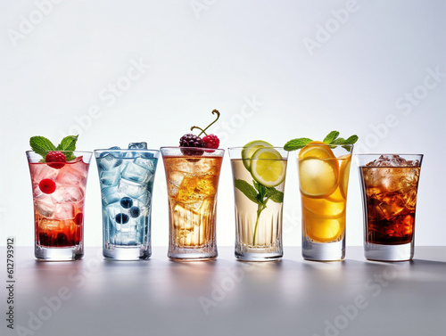 Cocktails on white background