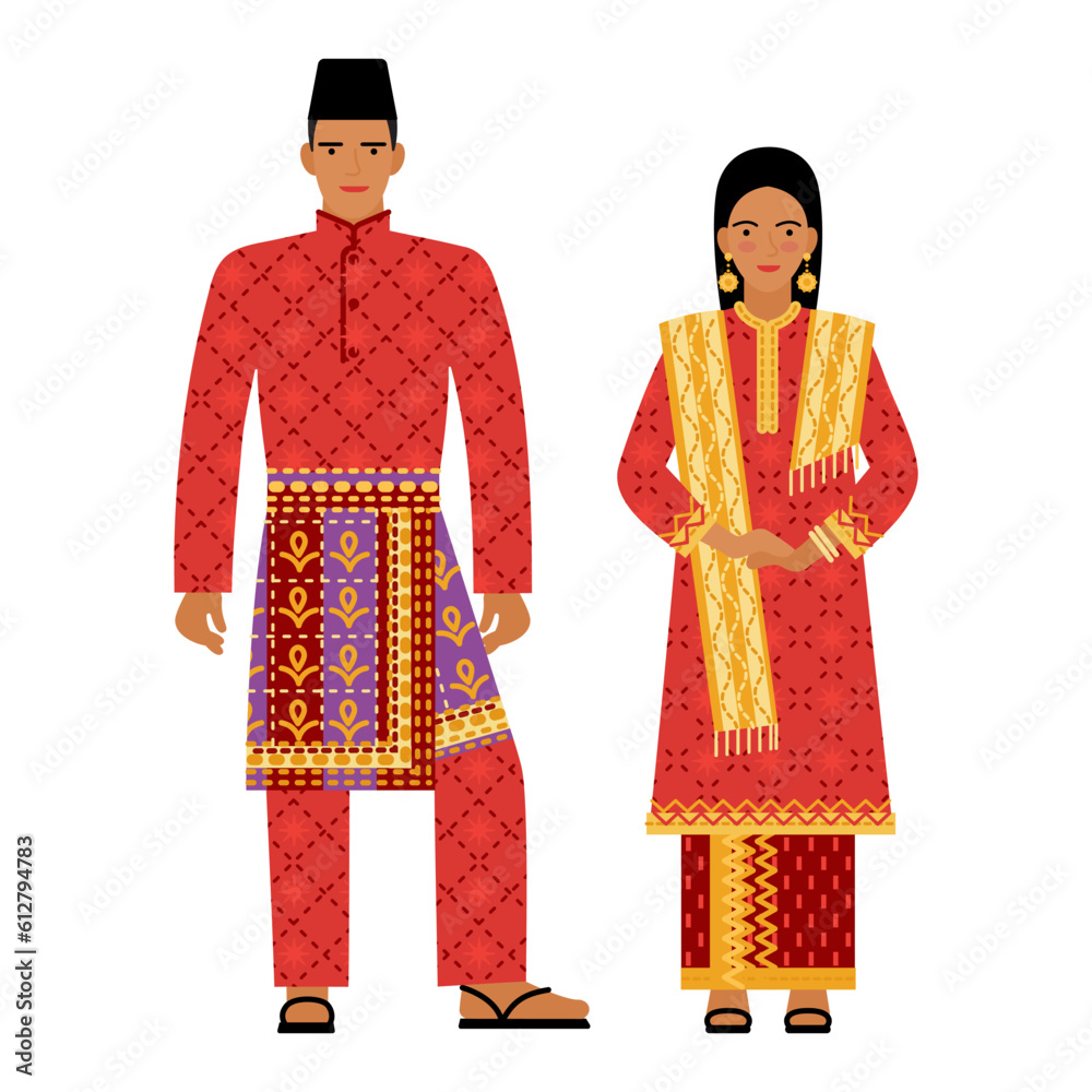 girl and young man in Singaporean folk costume