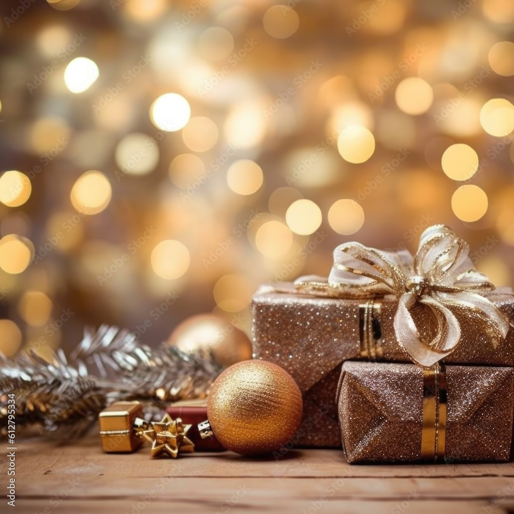 christmas tree and gift box, ai generative christmas tree and gift box, ai generative