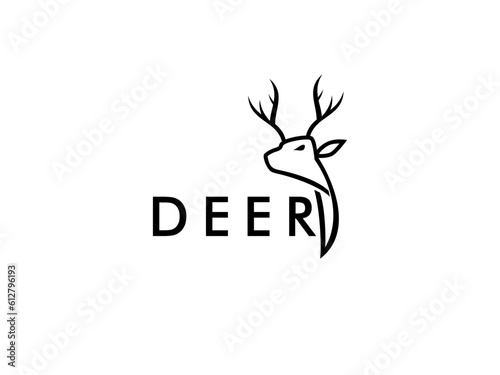 Deer line head creative design logo vector template