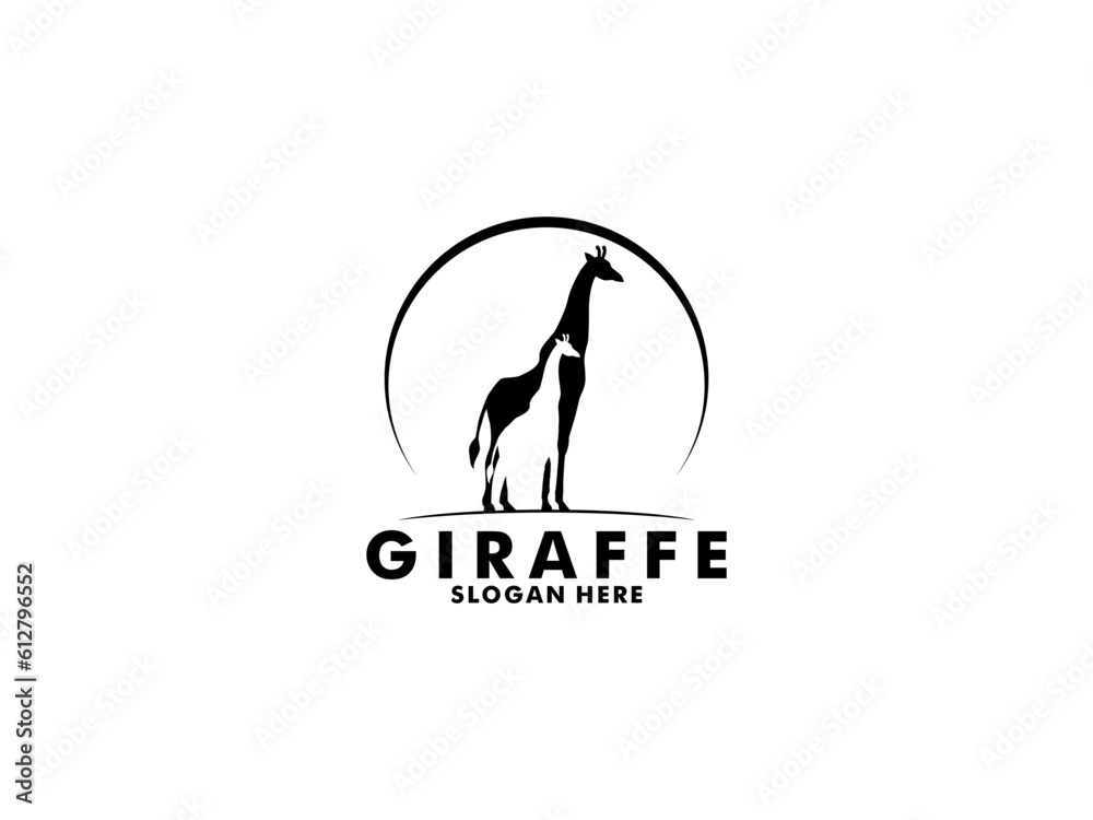 Giraffe logo vector, Giraffe silhouette logo design template