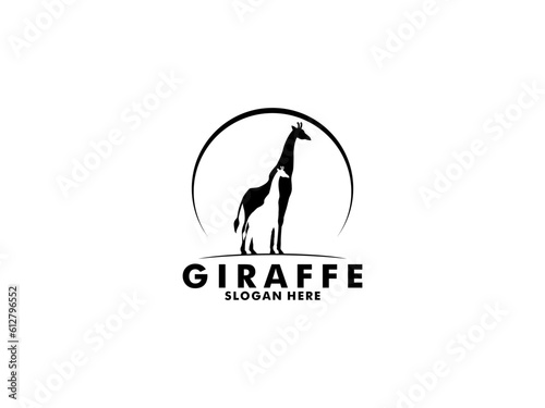 Giraffe logo vector, Giraffe silhouette logo design template