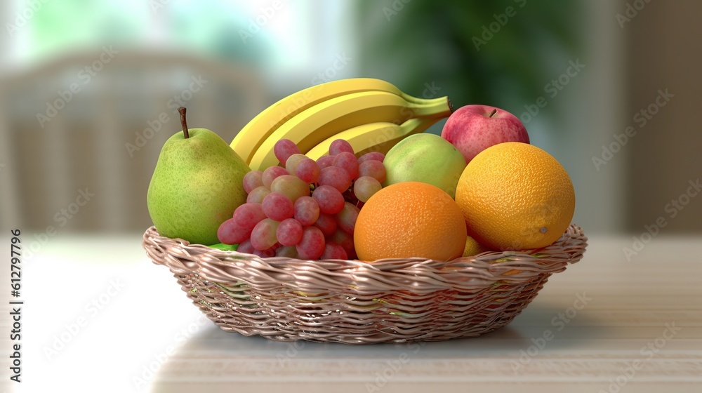 fresh fruit in basket. Generative AI