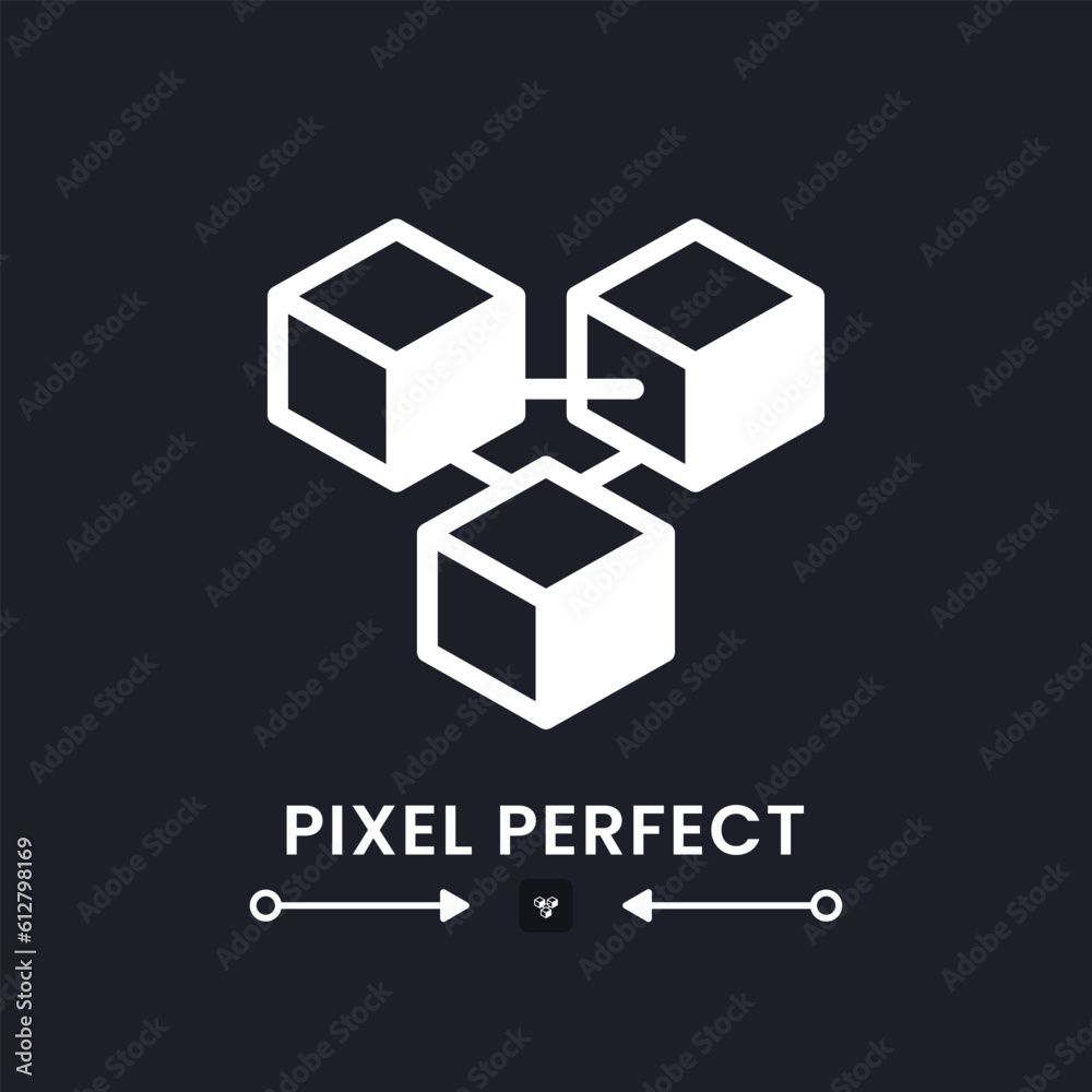 Blockchain network white solid desktop icon. Money transfer. Secure transactions. Pixel perfect 128x128, outline 4px. Silhouette symbol for dark mode. Glyph pictogram. Vector isolated image Blockchain network white solid desktop icon. Money transfer. Secure transactions. Pixel perfect 128x128, outline 4px. Silhouette symbol for dark mode. Glyph pictogram. Vector isolated image