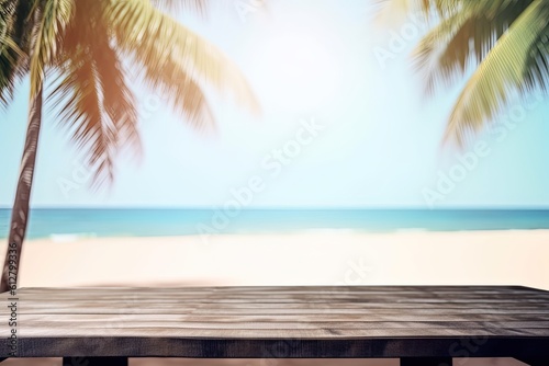 Sunny summer beach with palms