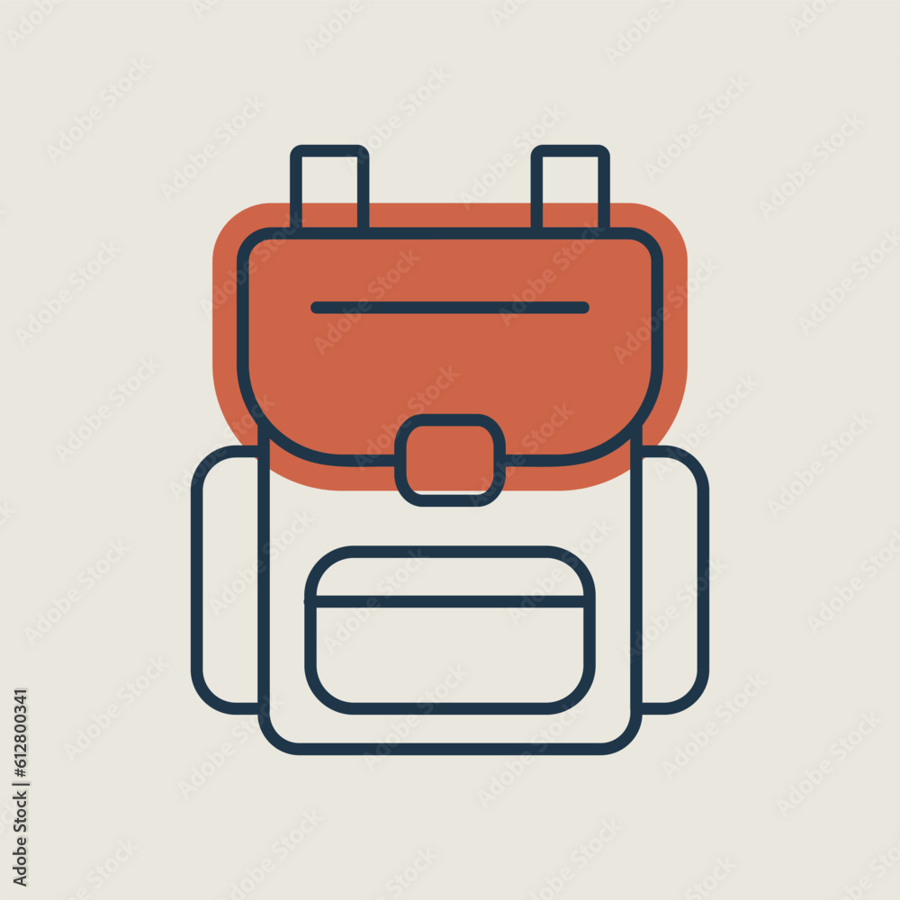 Camping backpack vector icon. Camping sign