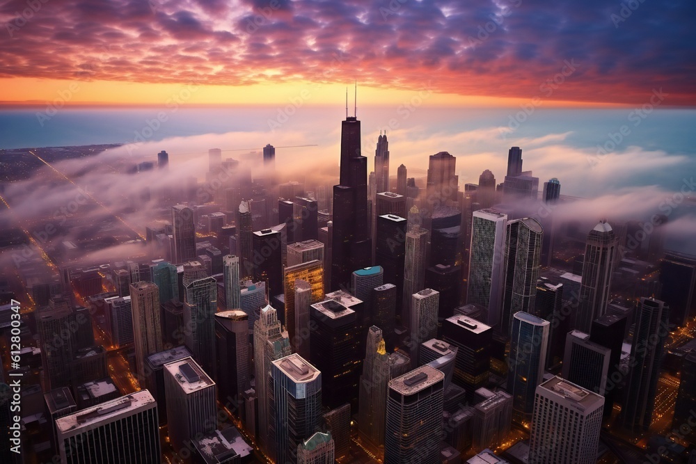 Obraz premium Aerial view of chicago city Generative AI