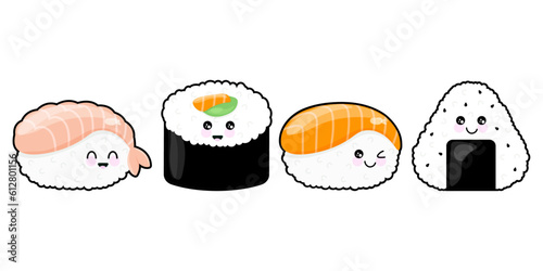 Cute kawaii sushi set, stickers