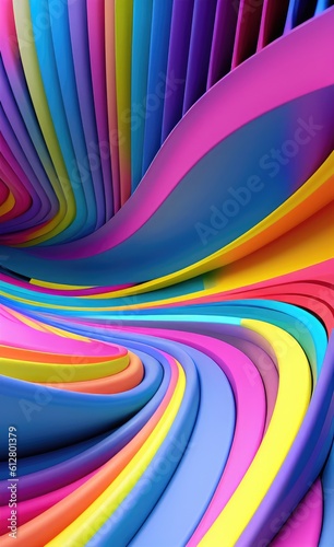 Vivid multi colored gradient background, banner design with 3d effect.