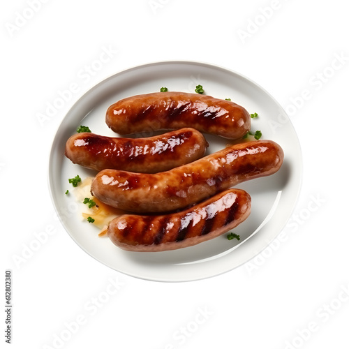 grilled sausage or bratwurst on a plate