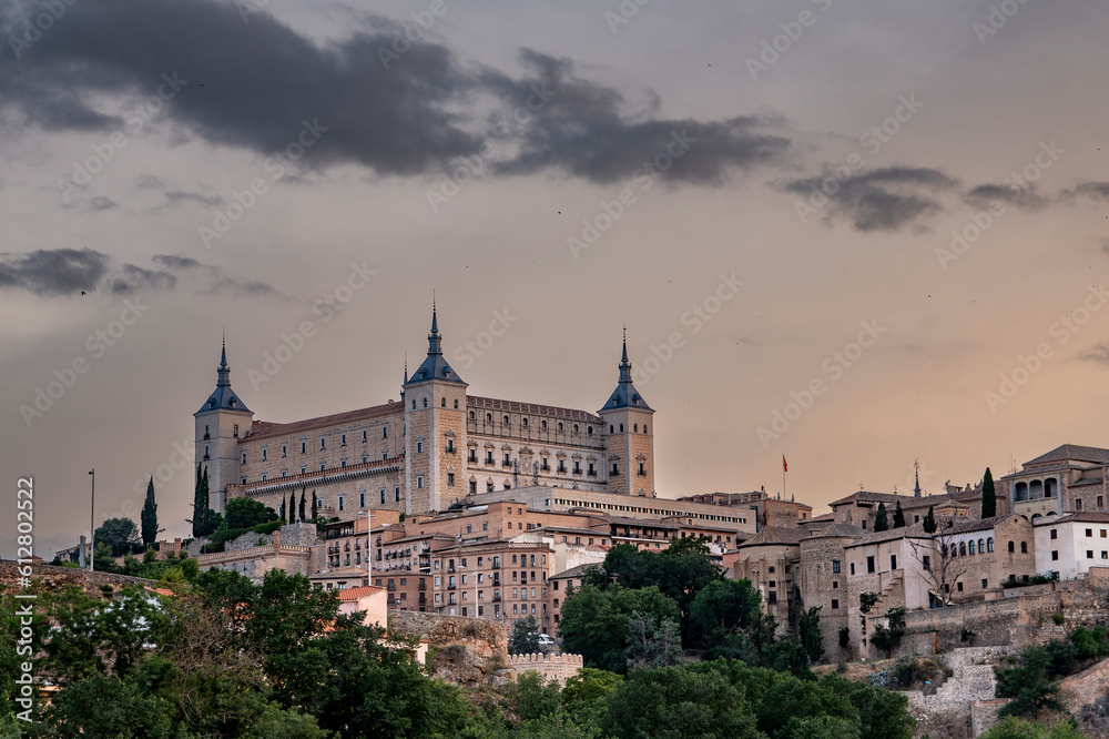 Toledo, vista panorámica. Casco histórico de Toledo, Alcázar, río Tajo.