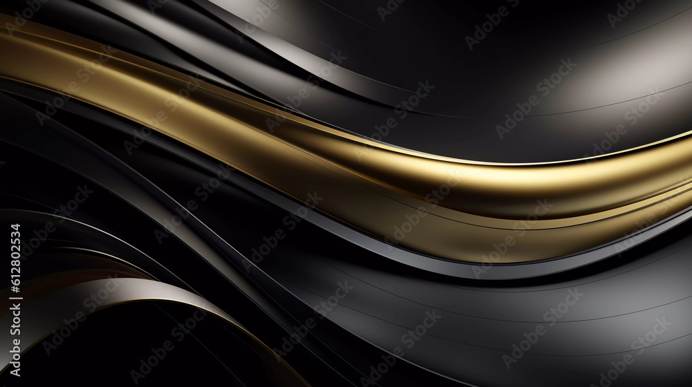 Abstract black and gold background with geometric dynamic glowing diagonal lines. Modern technology background, graphic for business, corporate, brochure, banner, cover or poster, Generative AI. Abstract black and gold background with geometric dynamic glowing diagonal lines. Modern technology background, graphic for business, corporate, brochure, banner, cover or poster, Generative AI.