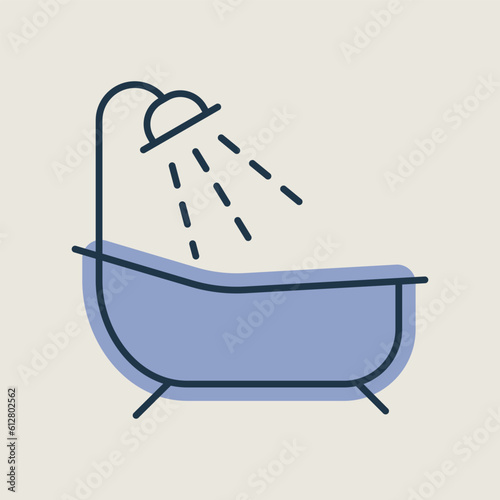 Bathroom vector icon. Bath with shower sign