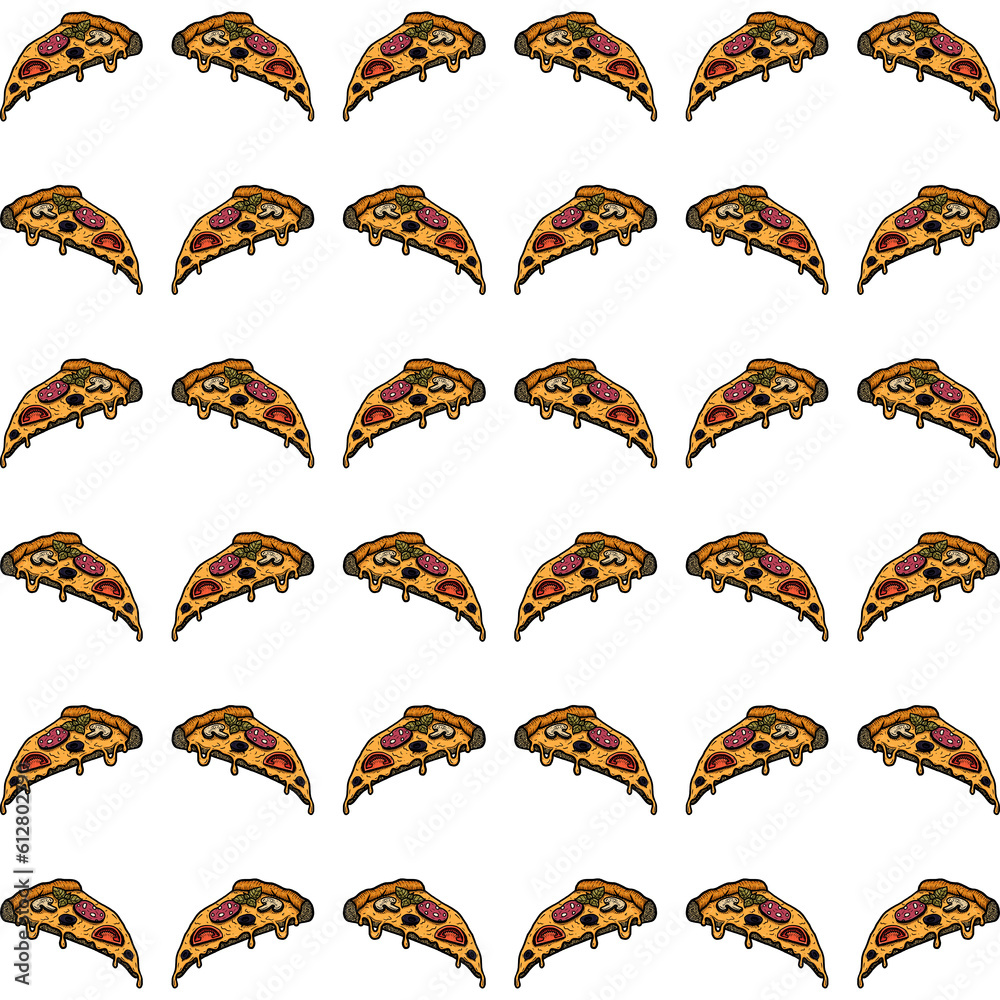 Cartoon pizza slices hand draw illustration texture pattern background wallpaper horizontal banner template Cartoon pizza slices hand draw illustration texture pattern background wallpaper horizontal banner template