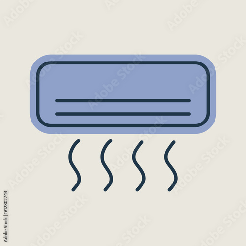 Split-system air conditioner flat vector icon