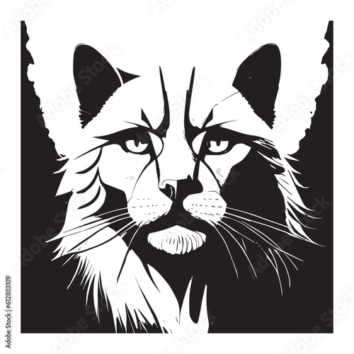 Illustration of a cat's face silhouette.