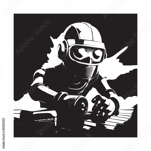 illustration of a half body human silhouette in armor