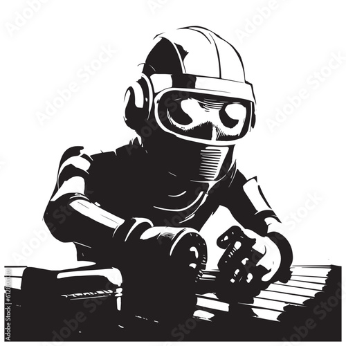 illustration of a half body human silhouette in armor