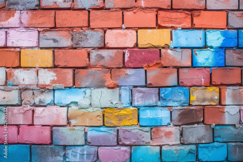 Colorful Brick Wall Background. Generative AI photo