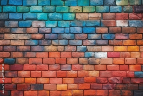 Colorful Brick Wall Background. Generative AI