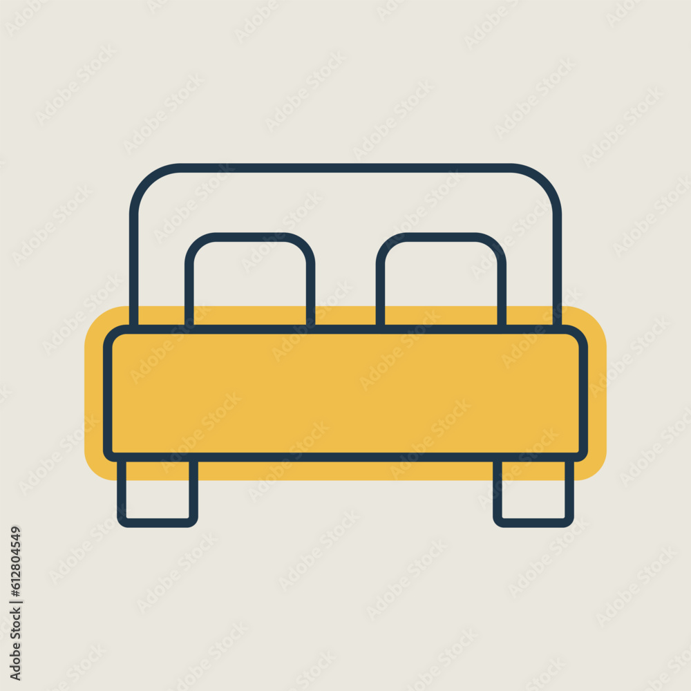 Double bed flat vector isolated icon Double bed flat vector isolated icon
