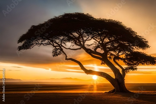 A majestic tree standing alone in a desert