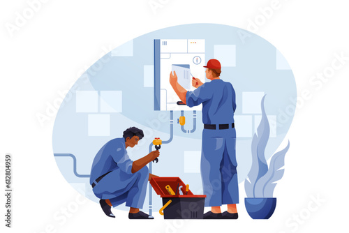 Boiler repair or heater install, vector image © Elegant Solution