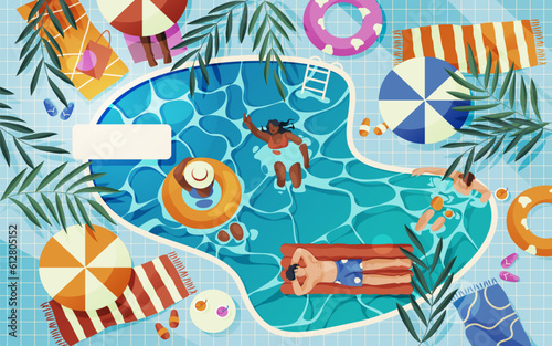 Vector image of pool recreation, swimming clipart