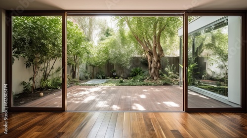 Foto A Haven of Peace: Open Door to the Backyard Garden Reveals Splendid Outside View From Home's Interior