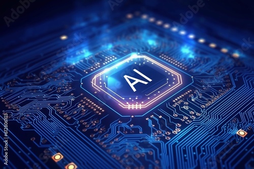 AI processor 3d render, artificial intelligence of digital human Generative AI